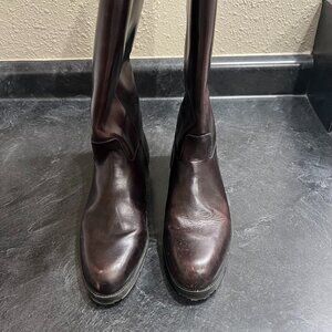 Eddie Bauer Dark Brown Leather Riding Boots Women's Size 9.5 B Winter Tall Y2K